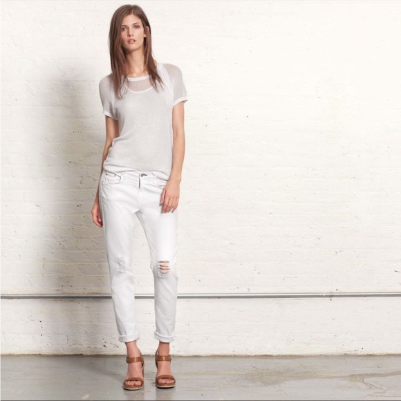 Rag & Bone Dash Slouchy Skinny Tattered White Jeans - Picture 3 of 14